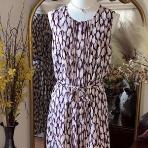 Banana Republic Rich Purple Dress with ikat pattern and pleating detail
